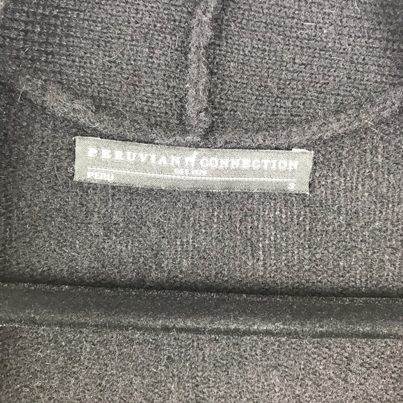 Peruvian connection black alpaca cardigan open - Picture 2 of 5